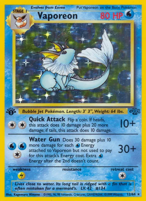 Vaporeon, a Pokémon card