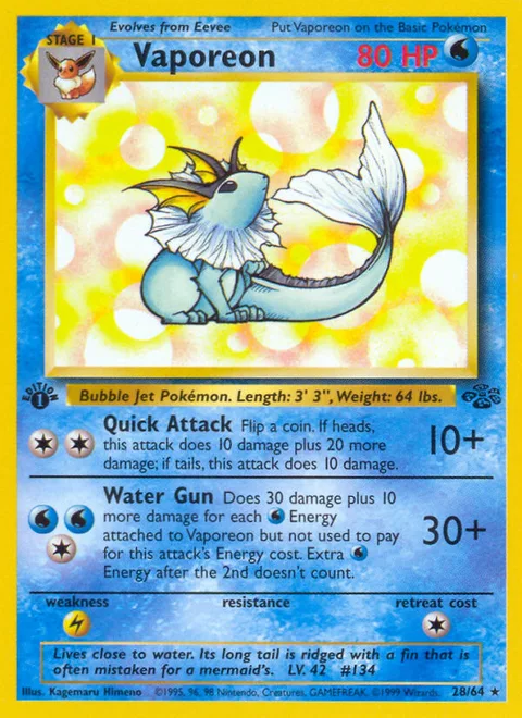 Vaporeon, a Pokémon card