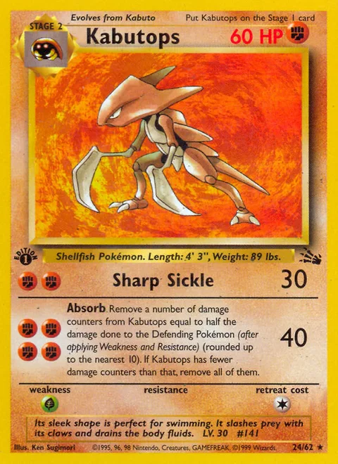 Kabutops, a Pokémon card