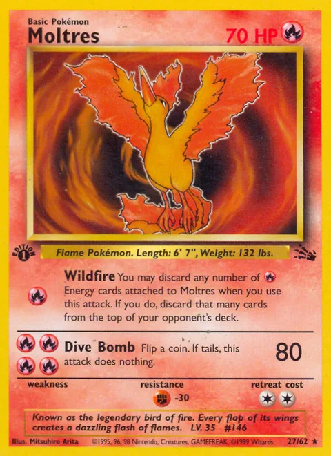 Moltres, a Pokémon card