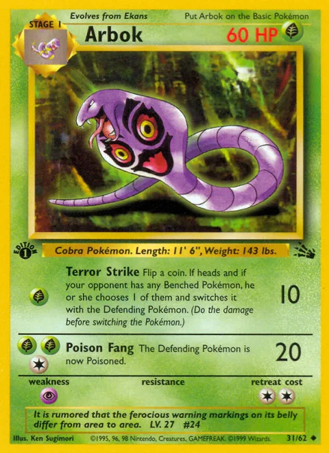 Arbok, a Pokémon card