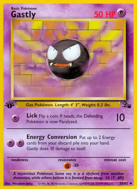 Gastly, a Pokémon card