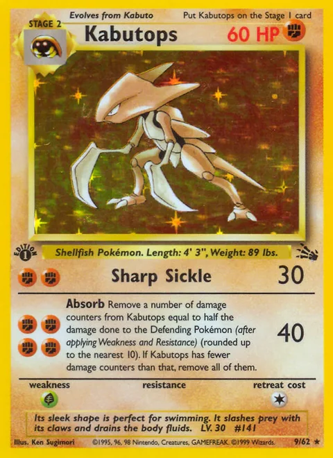 Kabutops, a Pokémon card