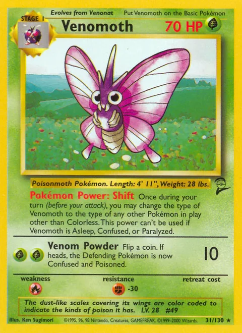 Venomoth, a Pokémon card