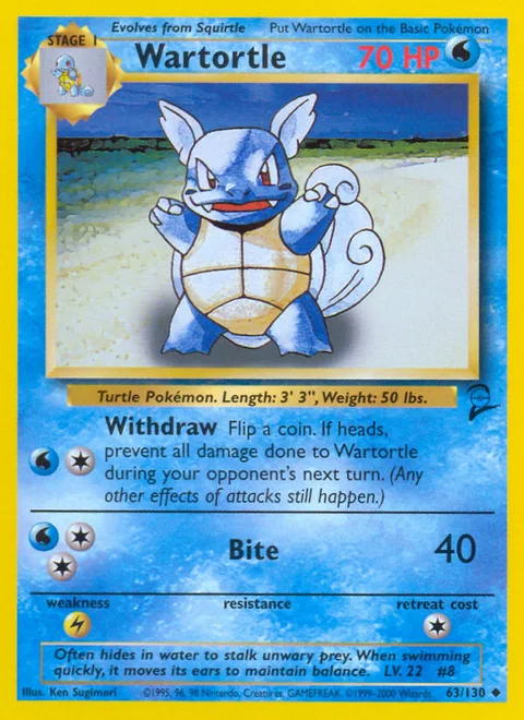 Wartortle, a Pokémon card