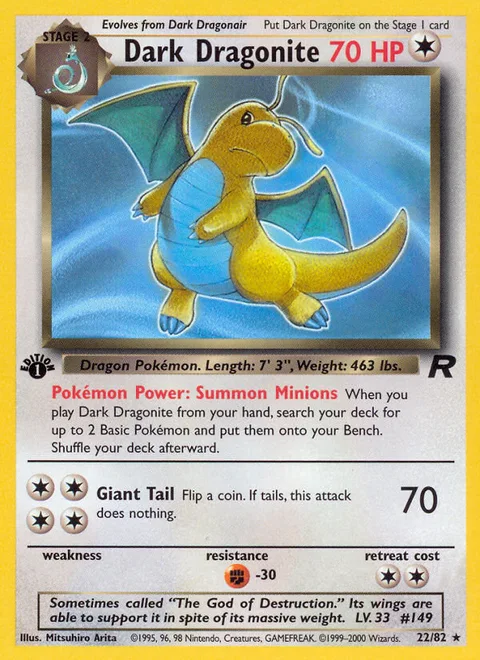 Dark Dragonite, a Pokémon card