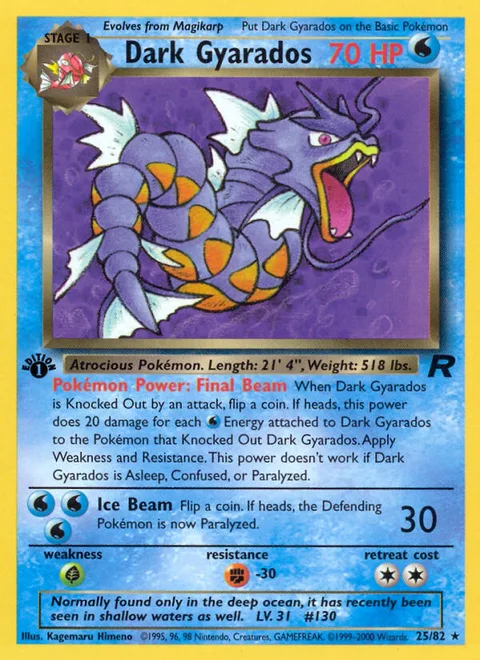Dark Gyarados, a Pokémon card