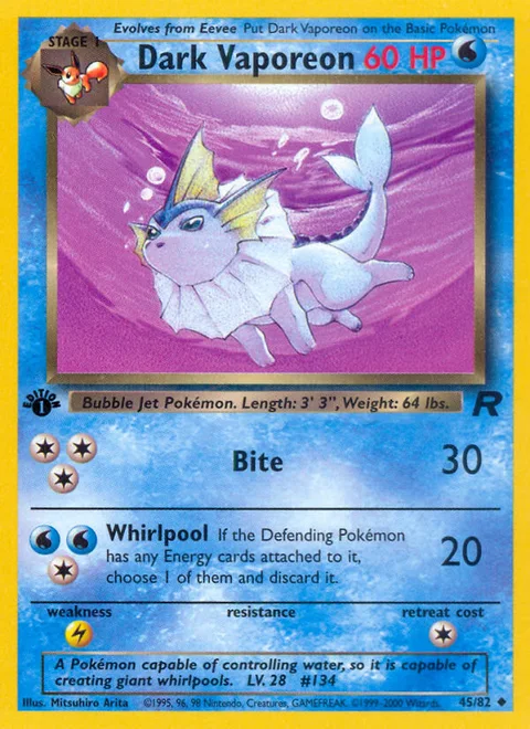 Dark Vaporeon, a Pokémon card