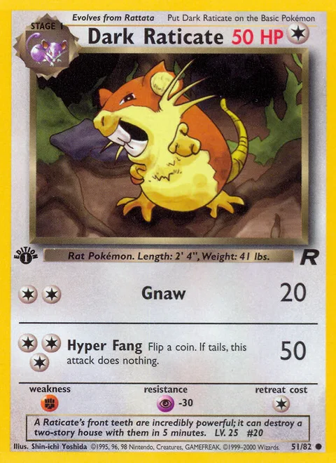 Dark Raticate, a Pokémon card