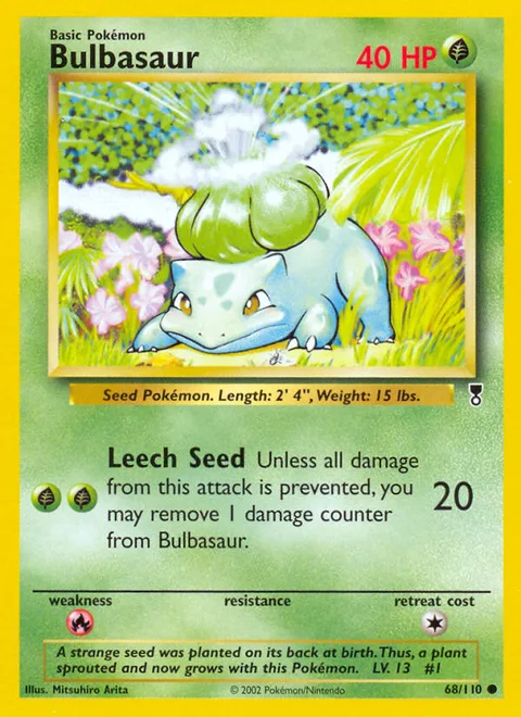Bulbasaur, a Pokémon card