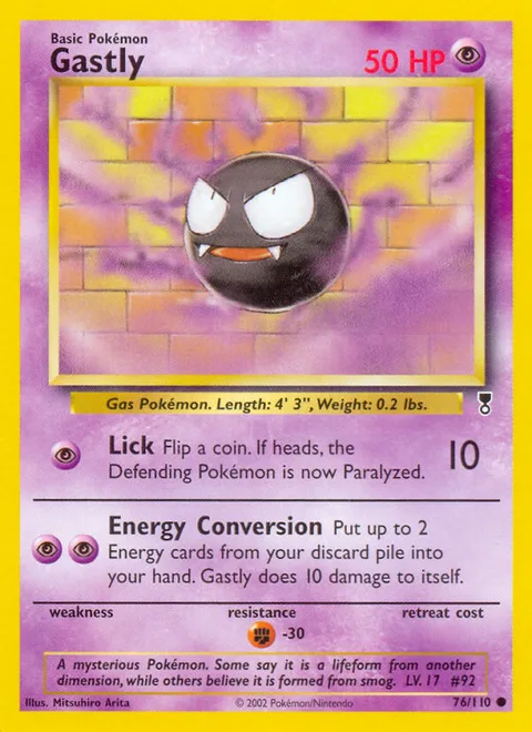 Gastly, a Pokémon card