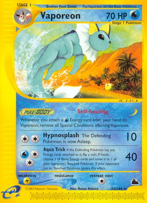 Vaporeon, a Pokémon card