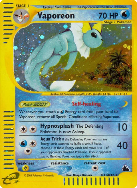 Vaporeon, a Pokémon card