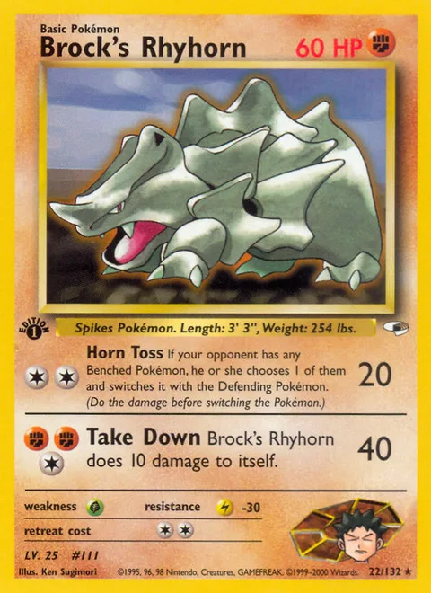 Brock's Rhyhorn, a Pokémon card