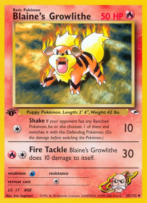 Blaine's Growlithe, a Pokémon card