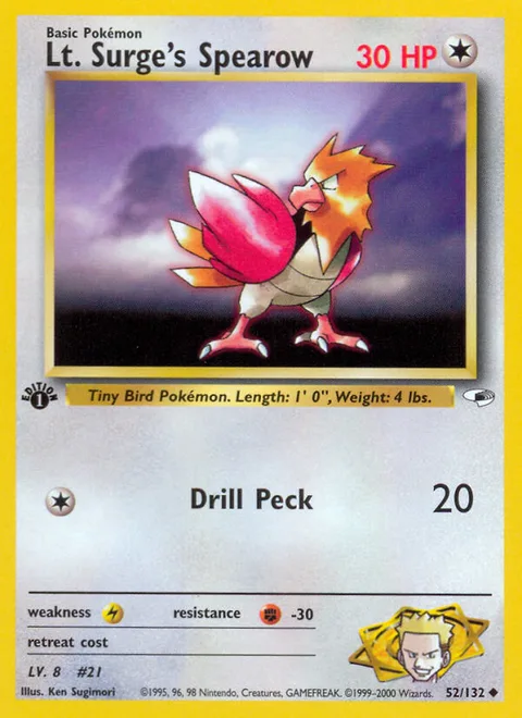 Lt. Surge's Spearow, a Pokémon card