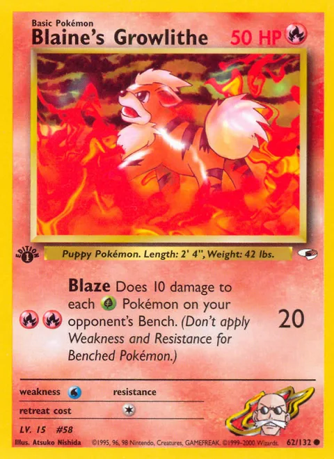 Blaine's Growlithe, a Pokémon card