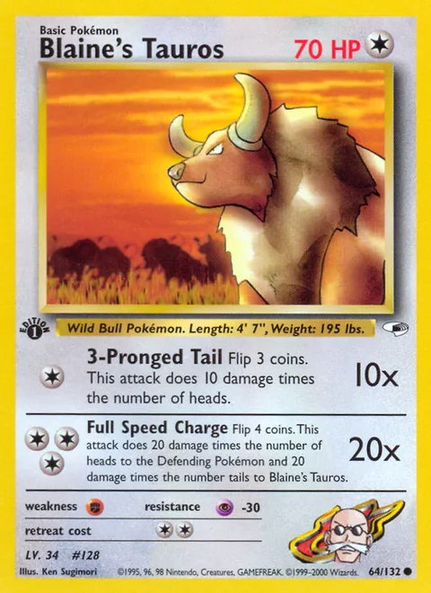 Blaine's Tauros, a Pokémon card
