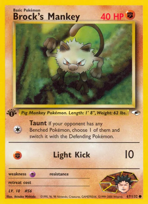 Brock's Mankey, a Pokémon card