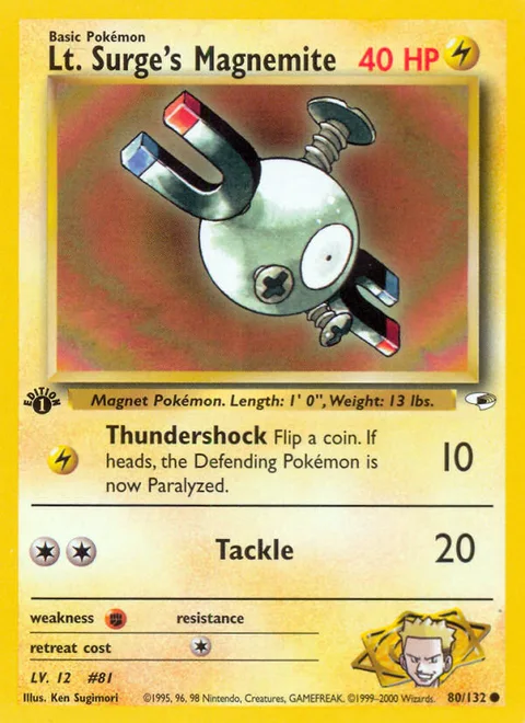 Lt. Surge's Magnemite, a Pokémon card