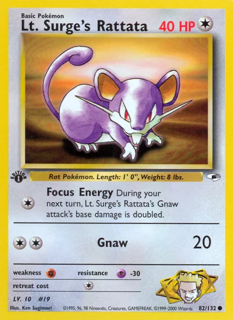 Lt. Surge's Rattata, a Pokémon card