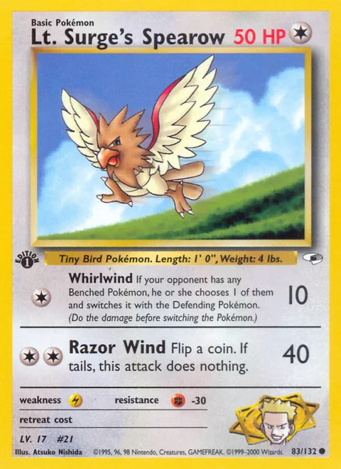 Lt. Surge's Spearow, a Pokémon card