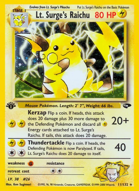 Lt. Surge's Raichu, a Pokémon card