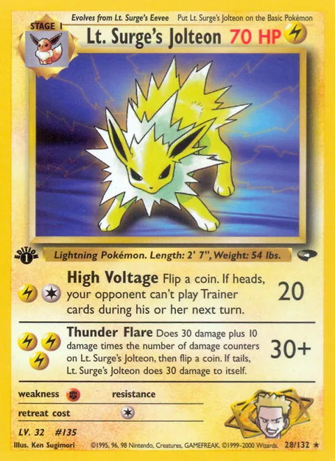 Lt. Surge's Jolteon, a Pokémon card