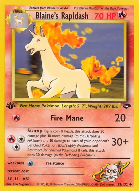 Blaine's Rapidash, a Pokémon card