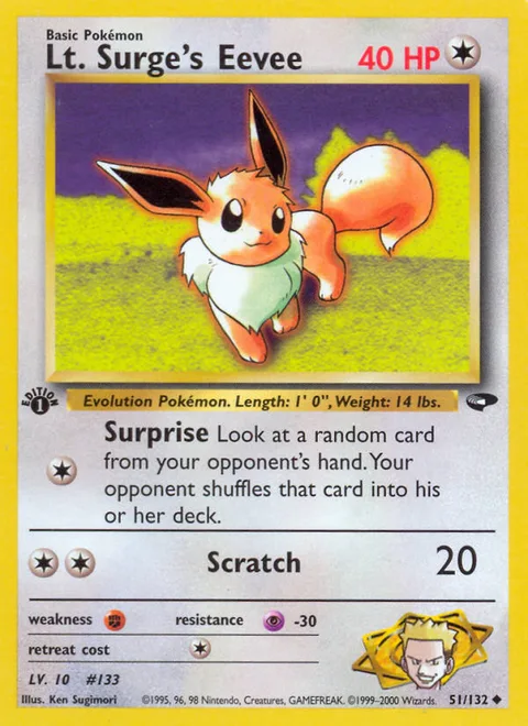 Lt. Surge's Eevee, a Pokémon card