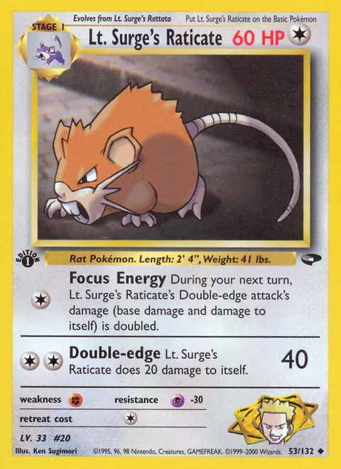 Lt. Surge's Raticate, a Pokémon card