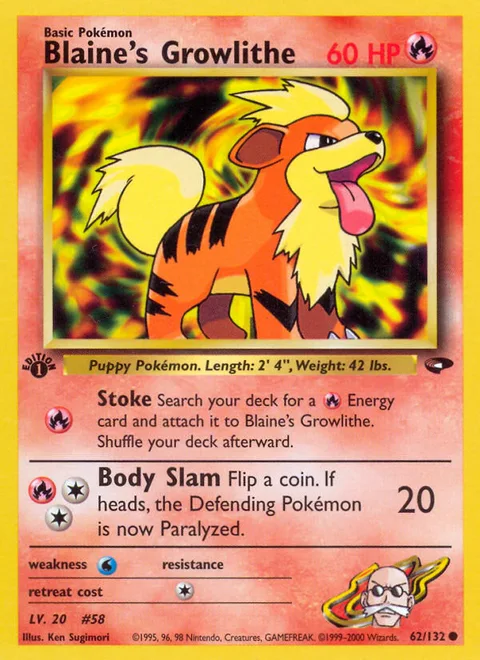 Blaine's Growlithe, a Pokémon card