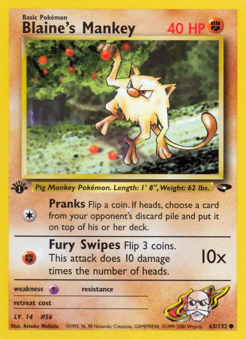 Blaine's Mankey, a Pokémon card