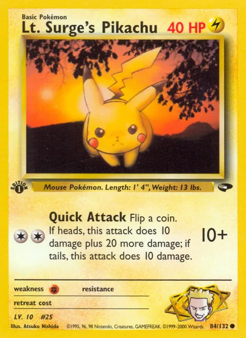 Lt. Surge's Pikachu, a Pokémon card
