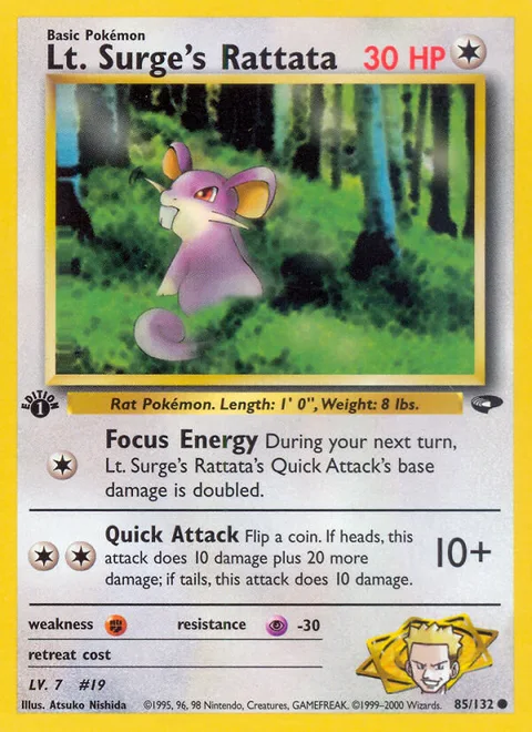 Lt. Surge's Rattata, a Pokémon card