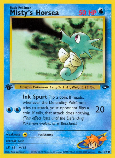 Misty's Horsea, a Pokémon card