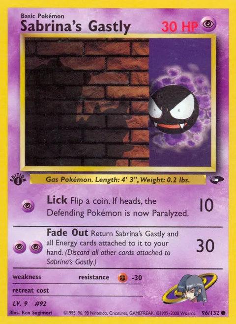 Sabrina's Gastly, a Pokémon card