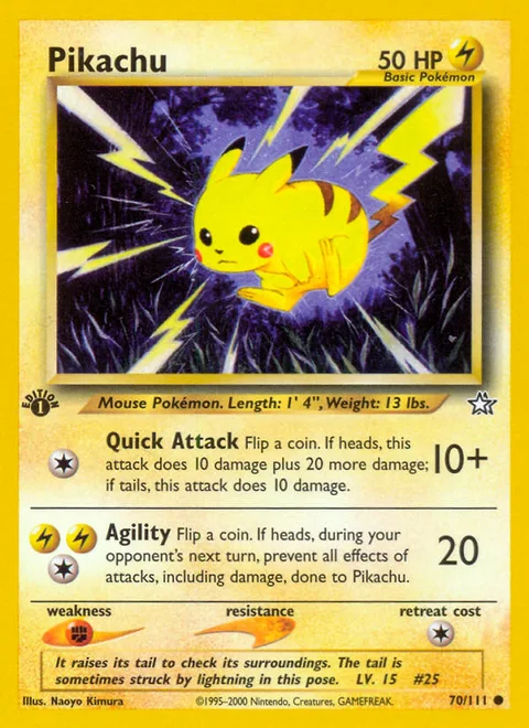 Pikachu, a Pokémon card