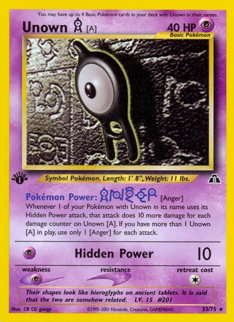 Unown [A], a Pokémon card