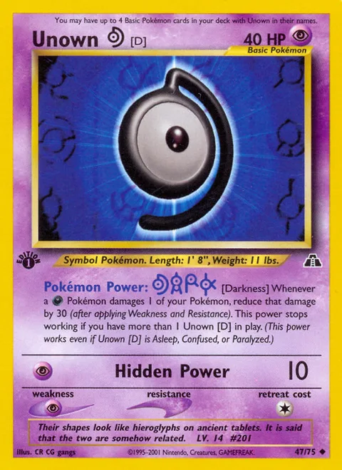 Unown [D], a Pokémon card
