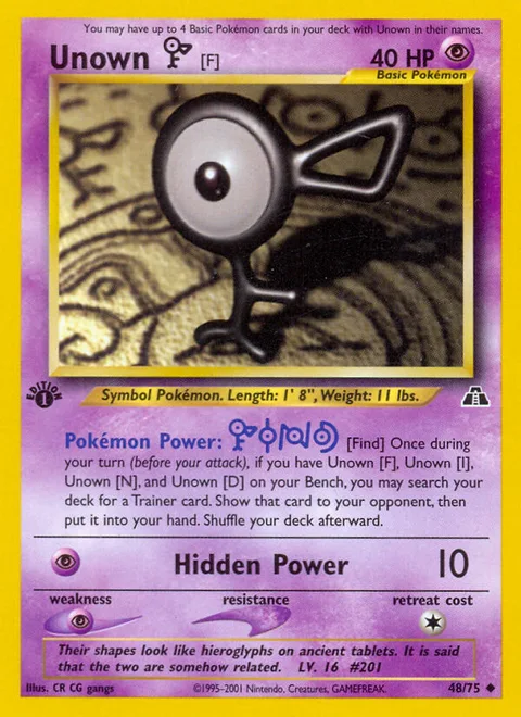 Unown [F], a Pokémon card