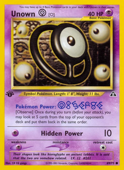 Unown [O], a Pokémon card
