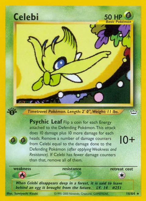 Celebi, a Pokémon card
