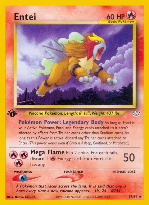 Entei, a Pokémon card
