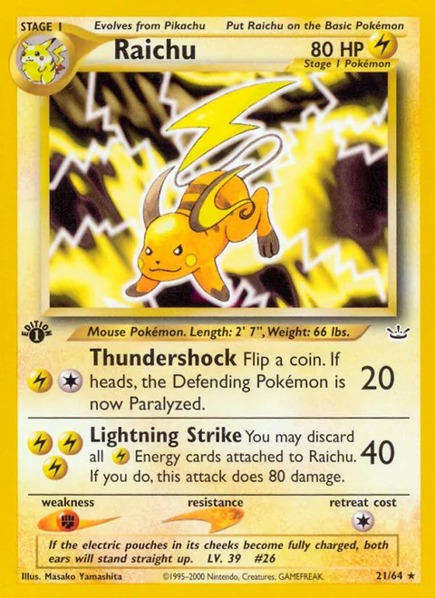 Raichu, a Pokémon card