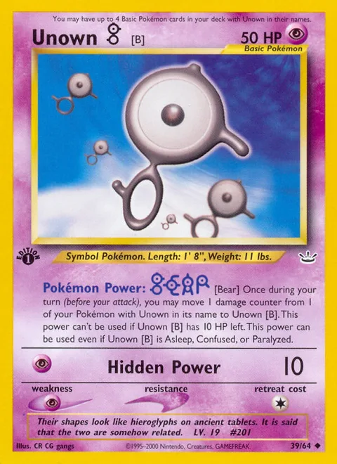 Unown [B], a Pokémon card