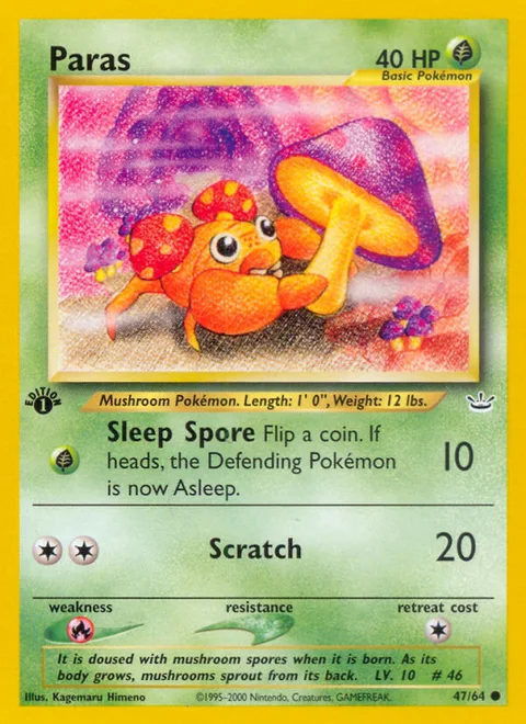 Paras, a Pokémon card