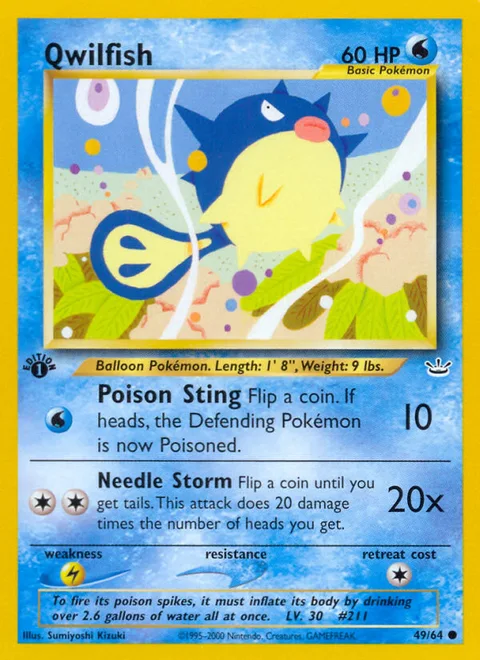 Qwilfish, a Pokémon card