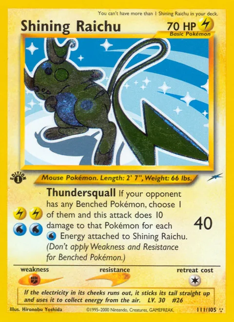 Shining Raichu, a Pokémon card