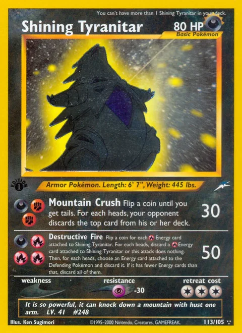 Shining Tyranitar, a Pokémon card